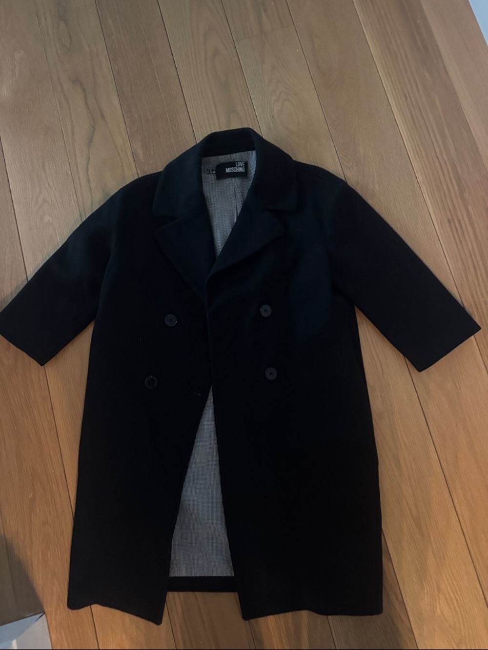 Moschino Love Black Double-Breasted Black Peacoat